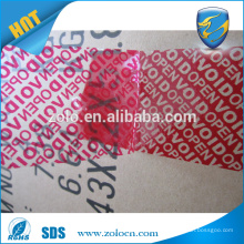 ZOLO high quality security bopp packing tape blue and red void transparent tape